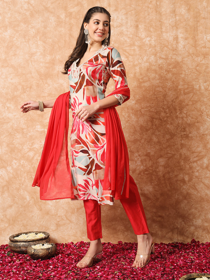 Graceful Multicolor Suit | Rayon top bottom with Nazmin dupatta