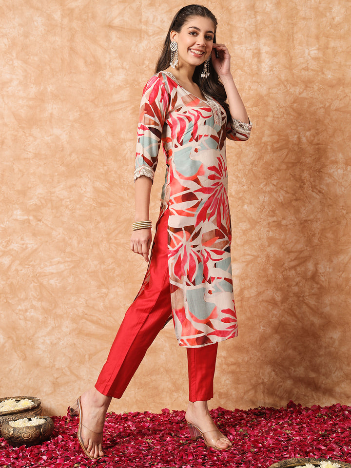 Graceful Multicolor Suit | Rayon top bottom with Nazmin dupatta