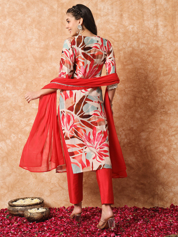 Graceful Multicolor Suit | Rayon top bottom with Nazmin dupatta