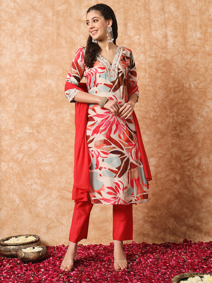 Graceful Multicolor Suit | Rayon top bottom with Nazmin dupatta