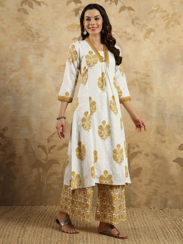 Gorgeous Mustard Suit | Cotton Blend top bottom with Chanderi Cotton dupatta