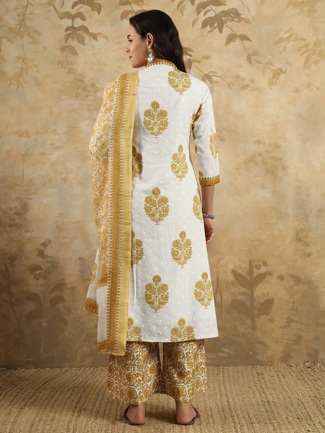 Gorgeous Mustard Suit | Cotton Blend top bottom with Chanderi Cotton dupatta
