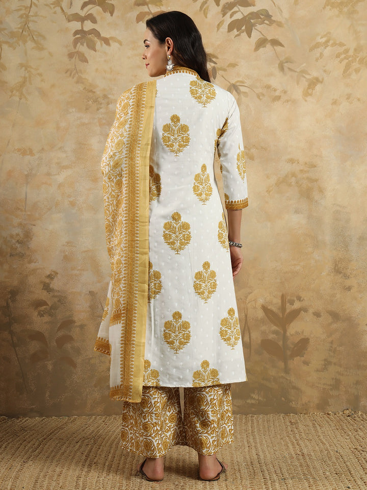 Gorgeous Mustard Suit | Cotton Blend top bottom with Chanderi Cotton dupatta