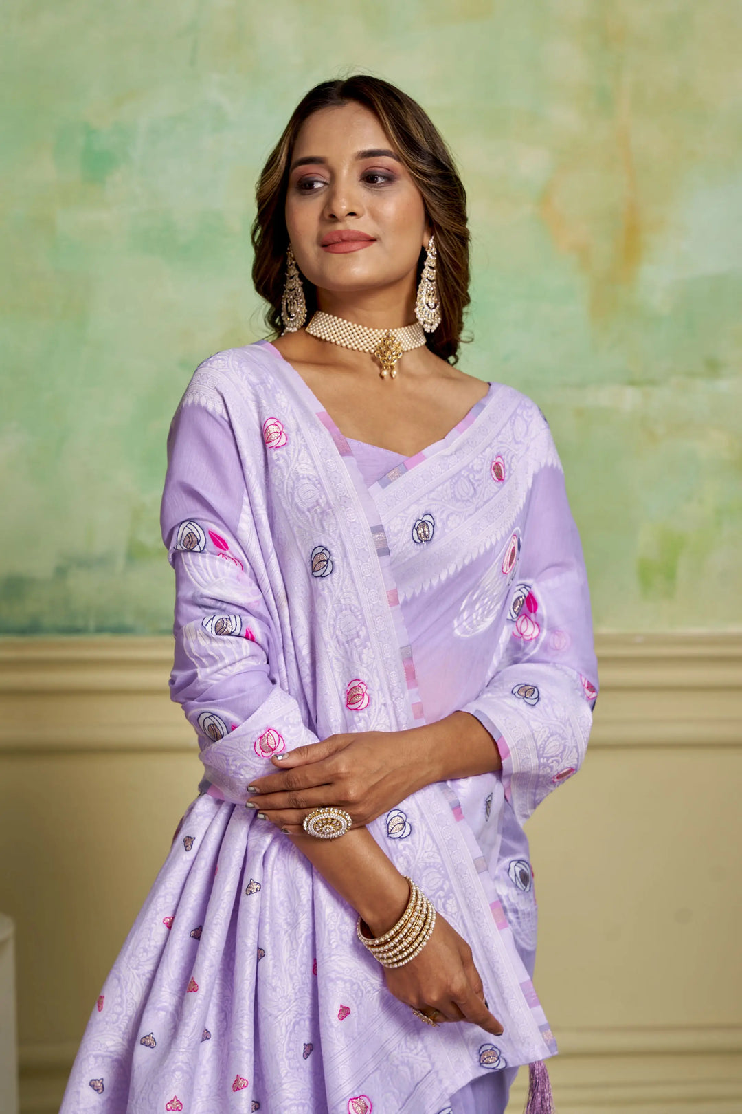Designer Cotton Saree with Wevon Work | Perfect for Weddings & Special Events
