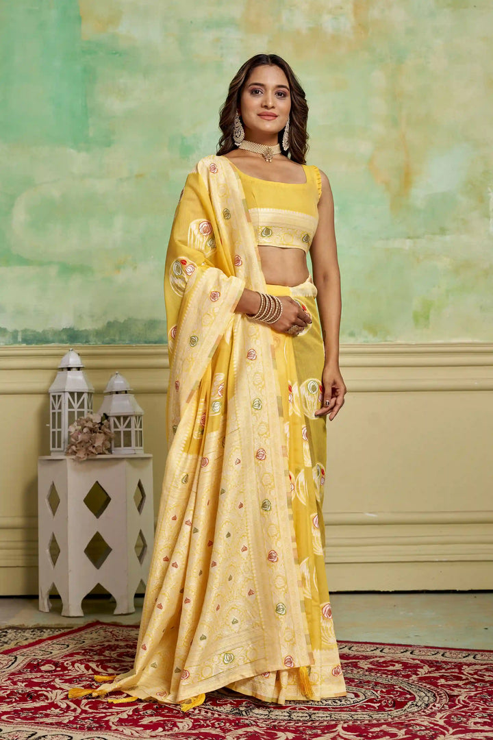 Designer Cotton Saree with Wevon Work | Perfect for Weddings & Special Events