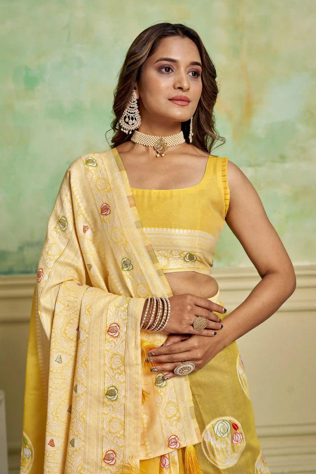 Designer Cotton Saree with Wevon Work | Perfect for Weddings & Special Events