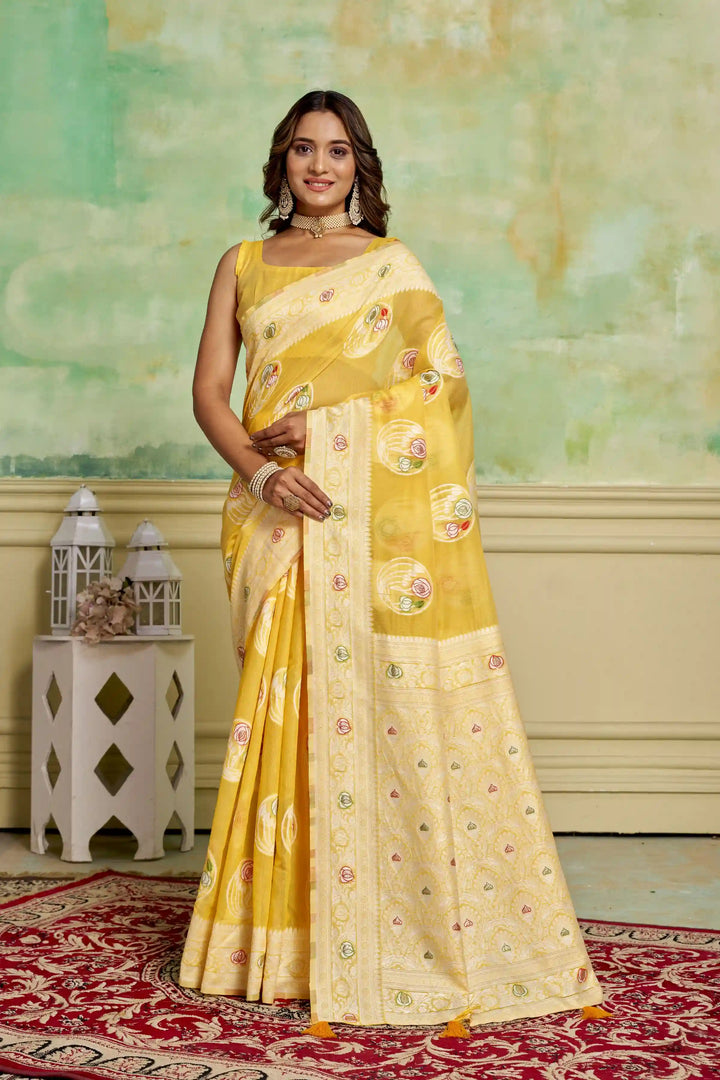 Designer Cotton Saree with Wevon Work | Perfect for Weddings & Special Events
