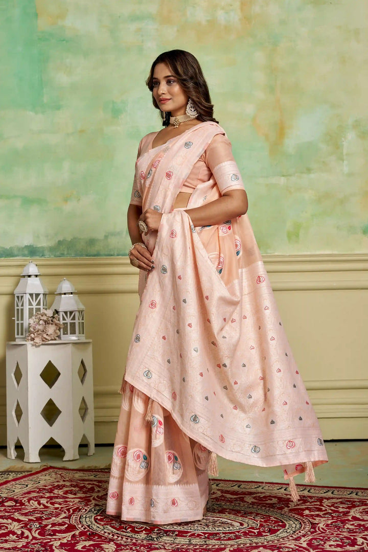 Designer Cotton Saree with Wevon Work | Perfect for Weddings & Special Events