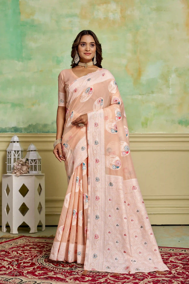 Designer Cotton Saree with Wevon Work | Perfect for Weddings & Special Events