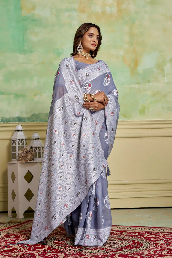 Designer Cotton Saree with Wevon Work | Perfect for Weddings & Special Events