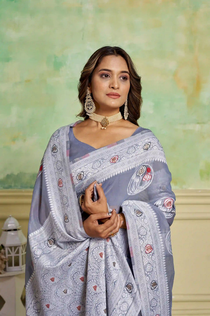 Designer Cotton Saree with Wevon Work | Perfect for Weddings & Special Events