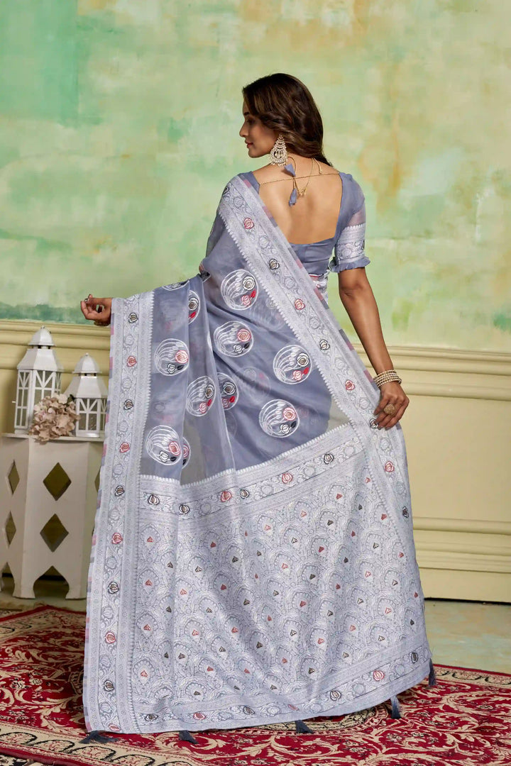Designer Cotton Saree with Wevon Work | Perfect for Weddings & Special Events
