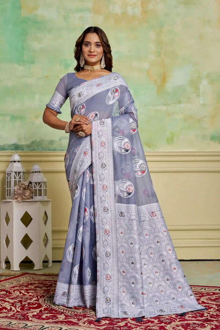 Designer Cotton Saree with Wevon Work | Perfect for Weddings & Special Events