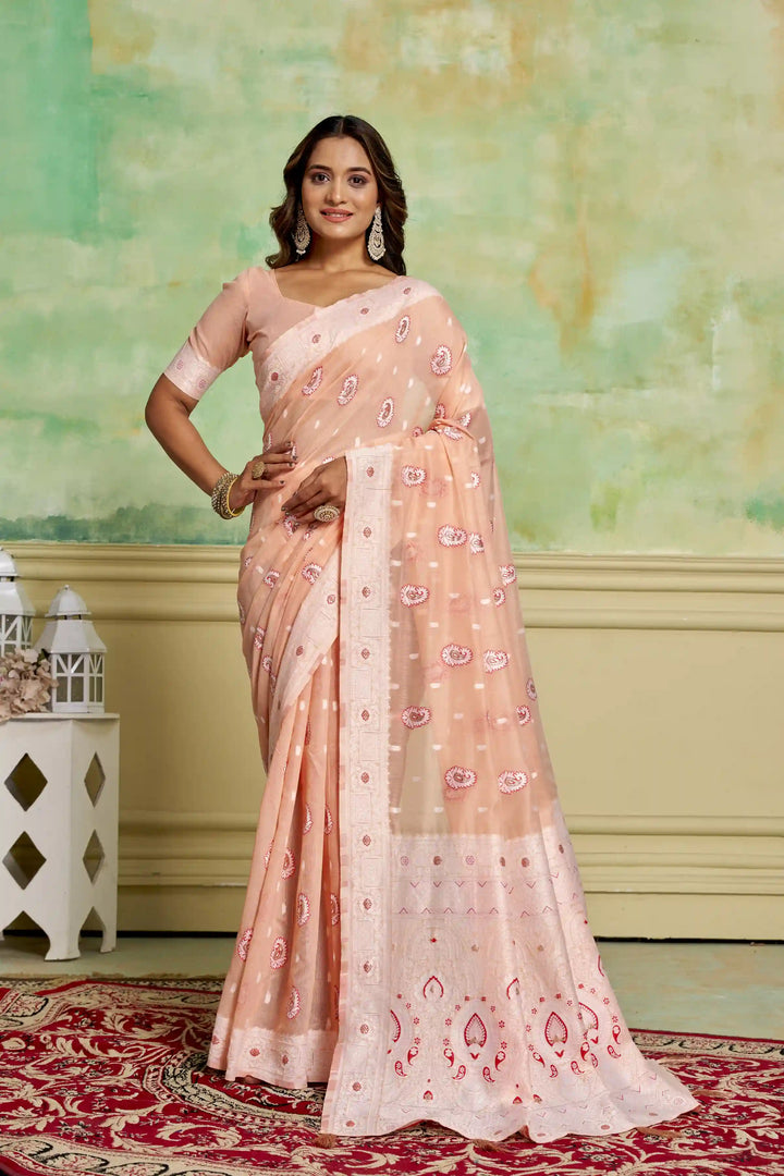 Designer Cotton Saree | Elegant Wevon Work for Wedding & Festive Occasions