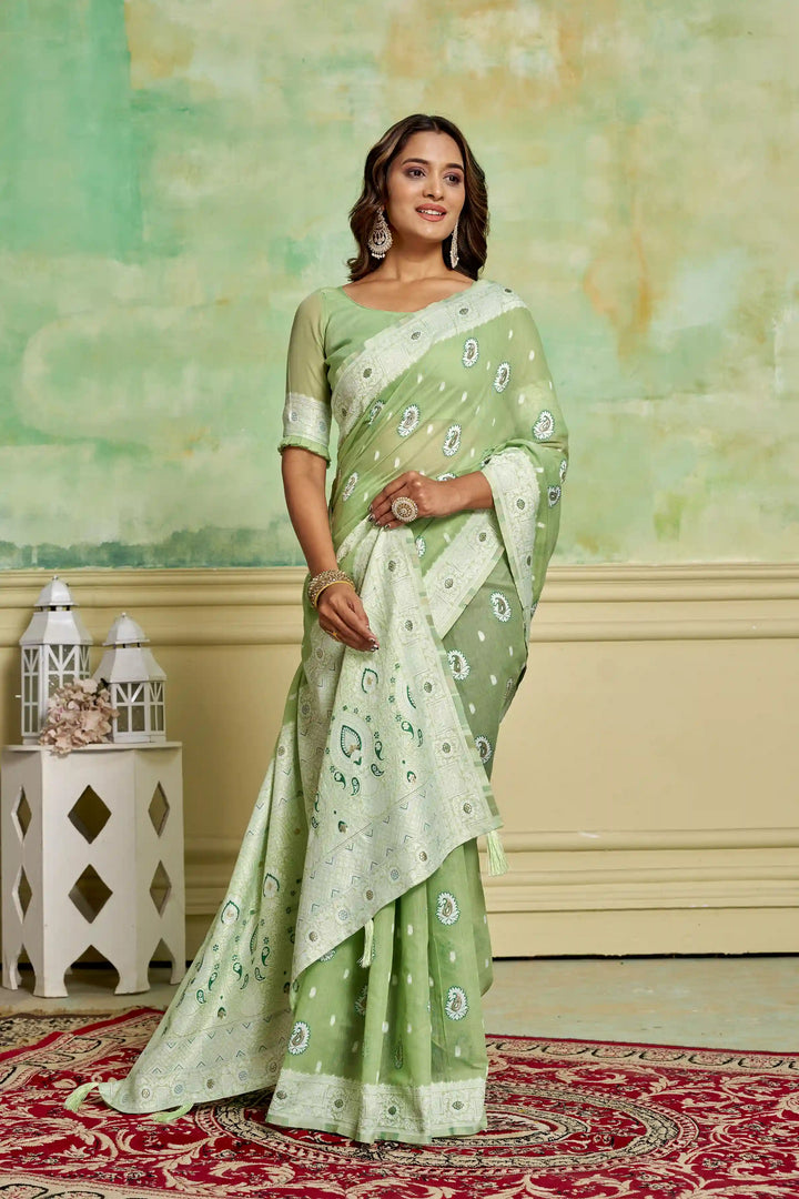 Designer Cotton Saree | Elegant Wevon Work for Wedding & Festive Occasions