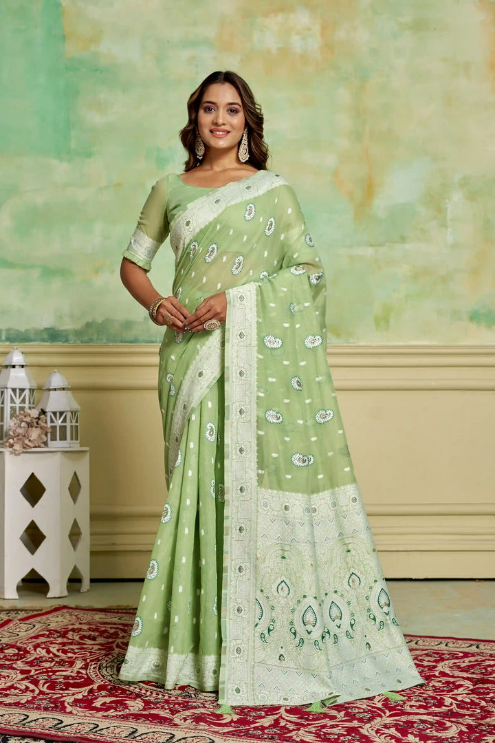 Designer Cotton Saree | Elegant Wevon Work for Wedding & Festive Occasions