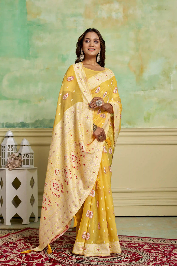 Designer Cotton Saree | Elegant Wevon Work for Wedding & Festive Occasions
