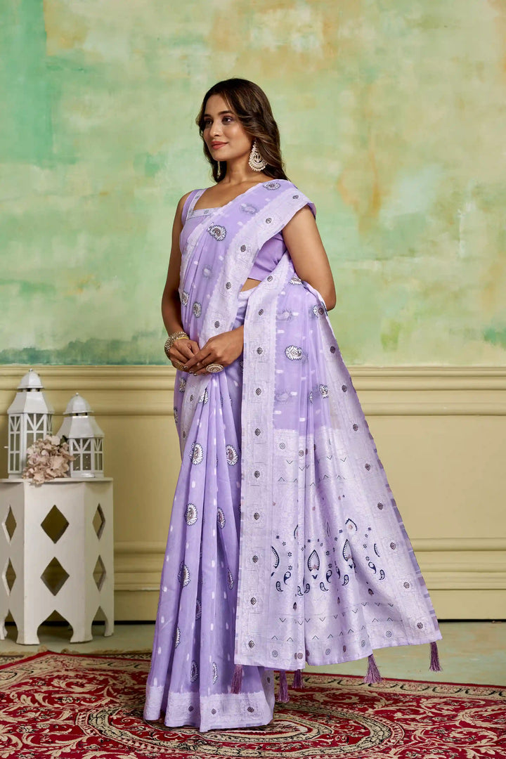Designer Cotton Saree | Elegant Wevon Work for Wedding & Festive Occasions