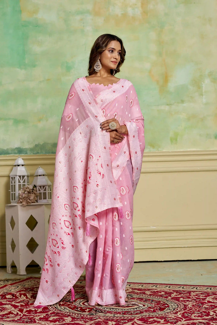Designer Cotton Saree | Elegant Wevon Work for Wedding & Festive Occasions