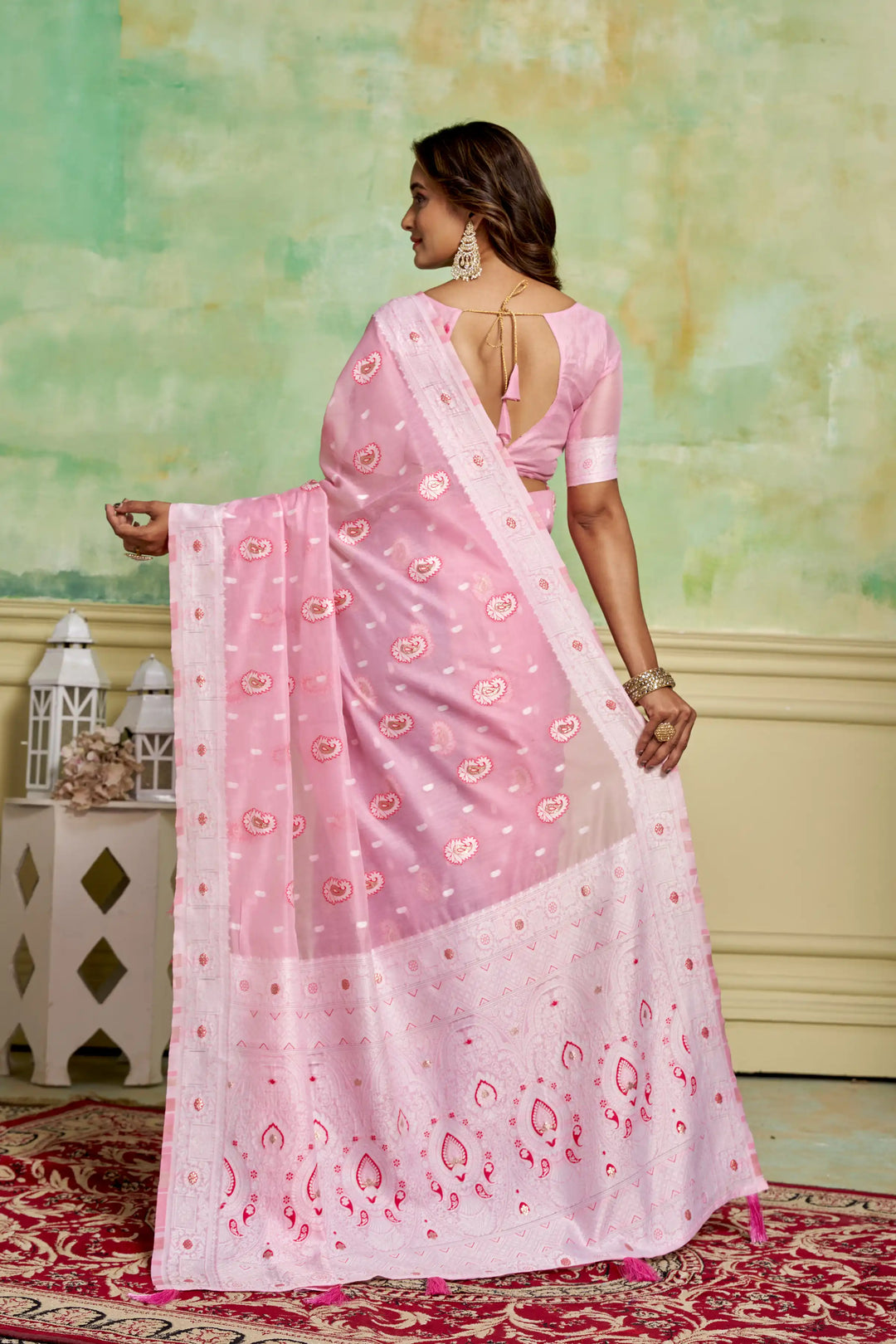 Designer Cotton Saree | Elegant Wevon Work for Wedding & Festive Occasions