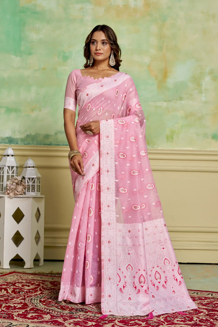 Designer Cotton Saree | Elegant Wevon Work for Wedding & Festive Occasions