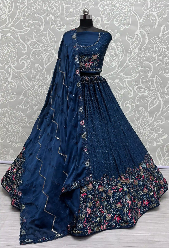 Elegant Chinon Lehenga with Dupatta | Elegance Redefined for Brides