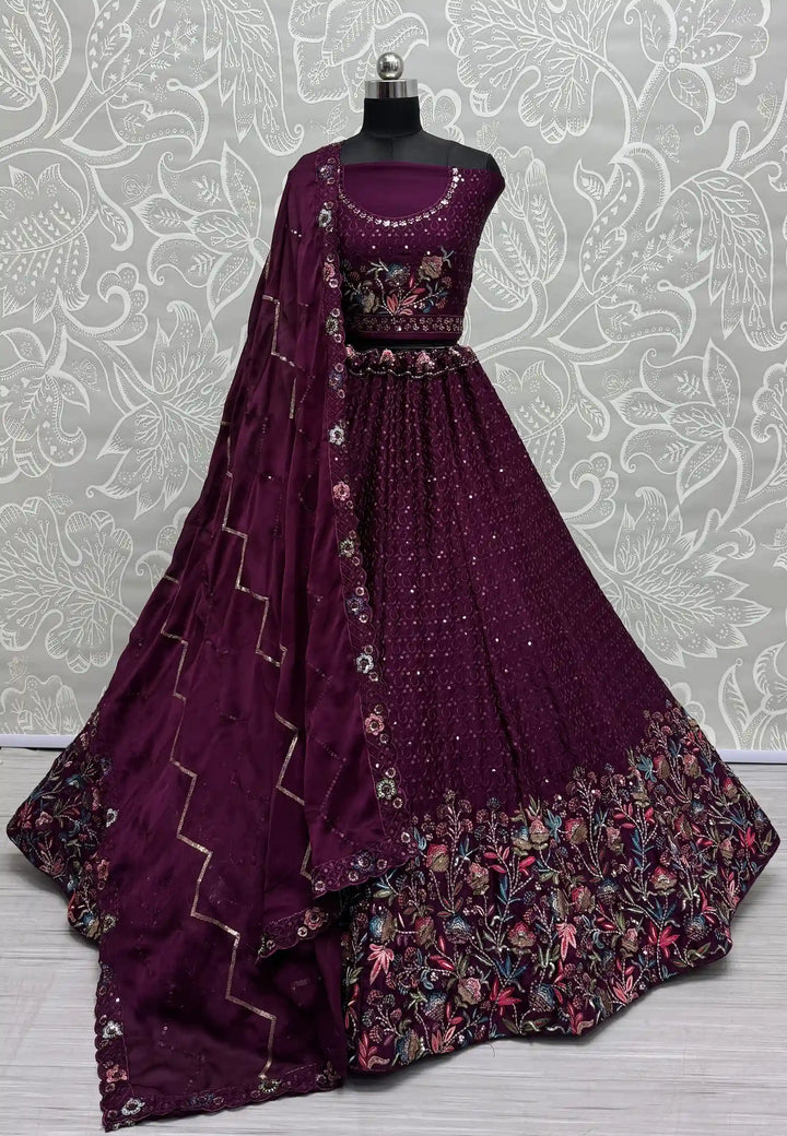 Elegant Chinon Lehenga with Dupatta | Elegance Redefined for Brides
