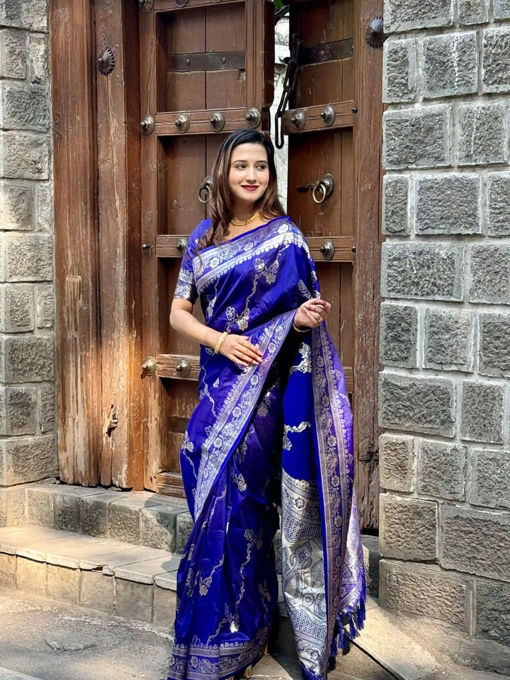 Banarasi Silk Saree Jacquard Wevon Work | Designer Jari Traditional and Wedding