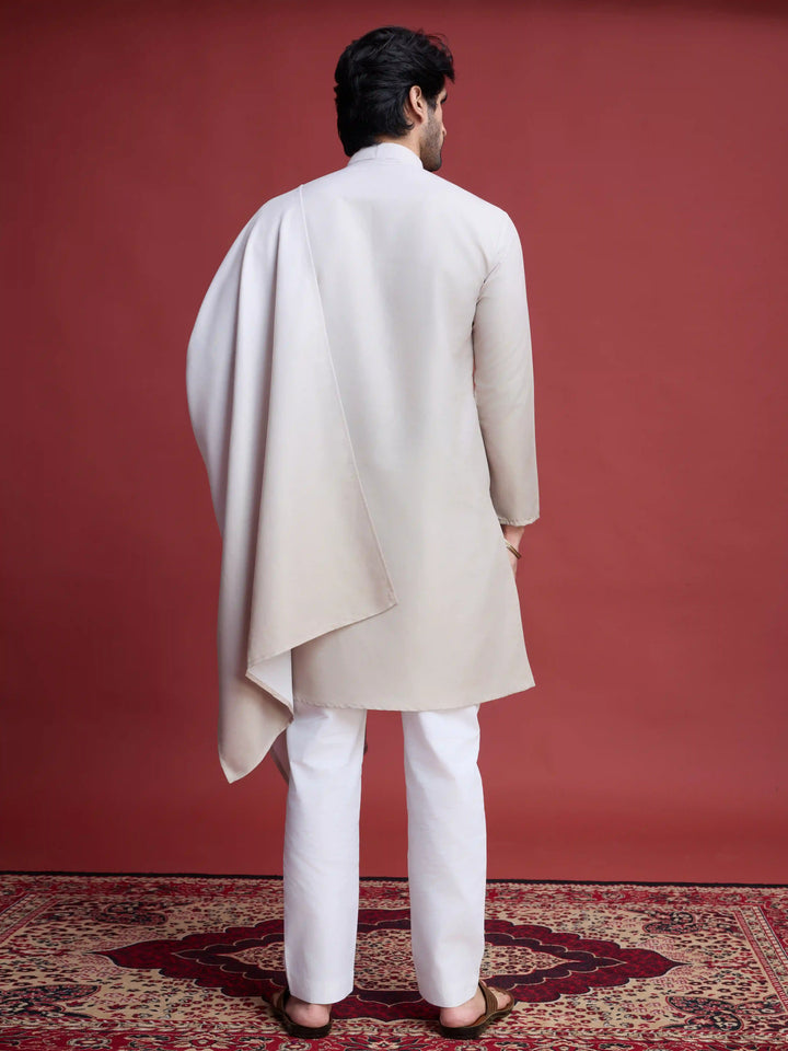 Classic Beige Ethnic Kurta | Rayon Kurta & Dupatta with Mirror Work