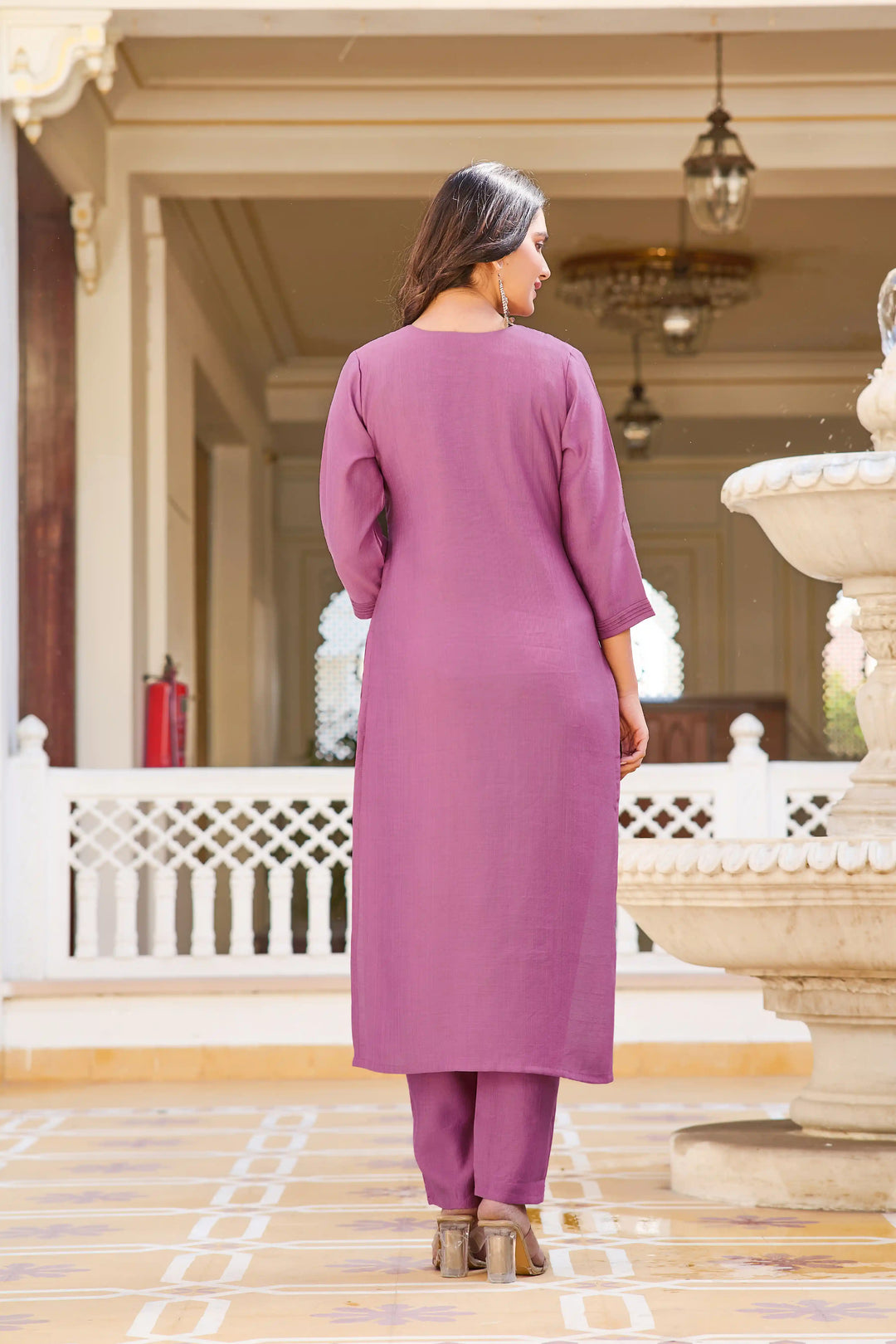 Charming Mauve Suit | Vetigun top bottom with Chanderi dupatta