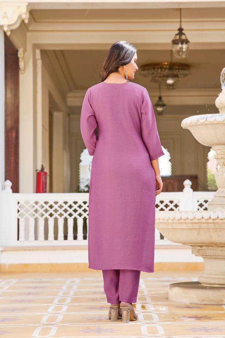 Charming Mauve Suit | Vetigun top bottom with Chanderi dupatta