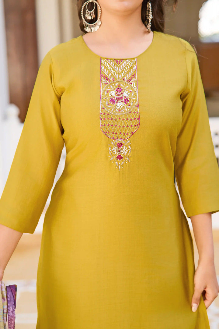 Stunning Mustard Suit | Vetigun top bottom with Chanderi dupatta