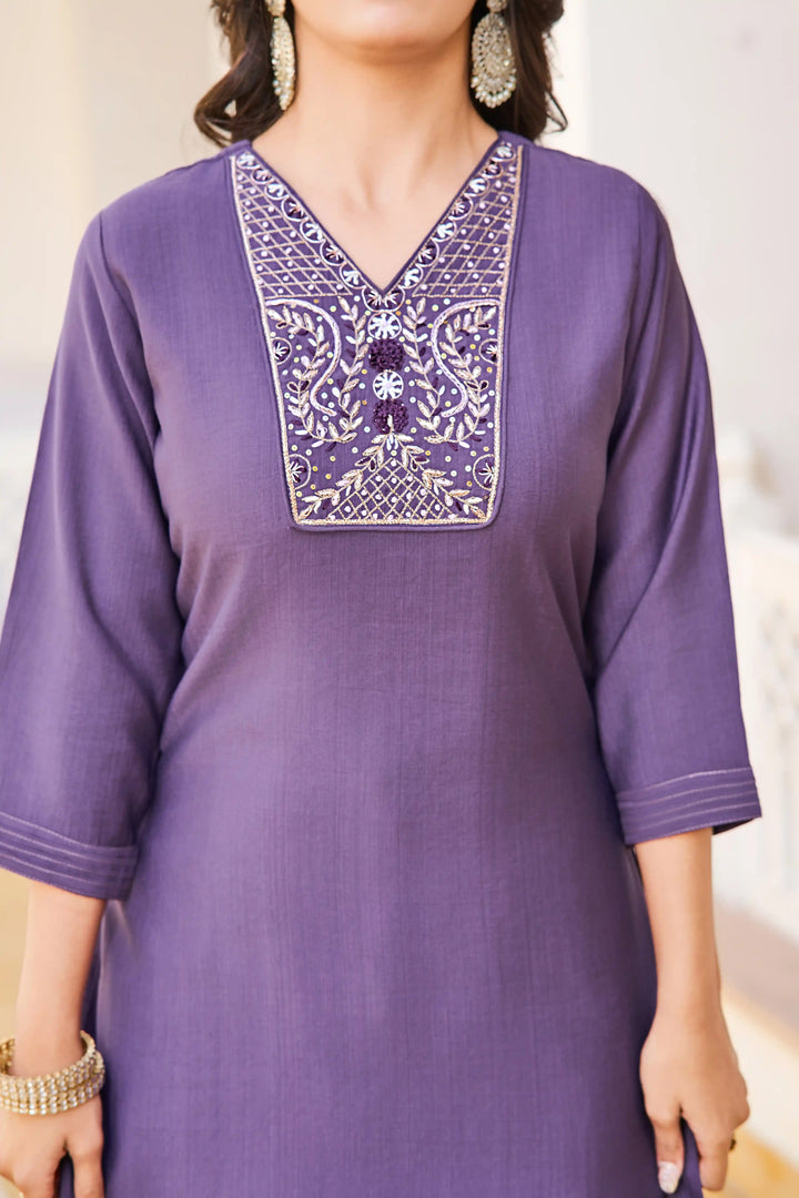 Graceful Purple Suit | Vetigun top bottom with Chanderi dupatta