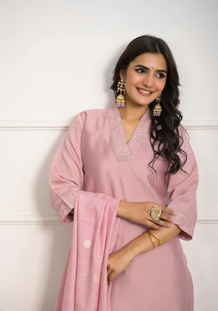 Gorgeous Teal Blue Suit | Viscose chanderi top bottom with Jacquard dupatta