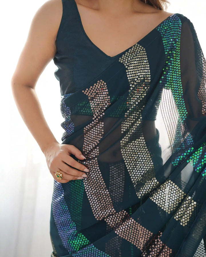 Bollywood Style Saree | Georgette with Designer Sequin Embroidery