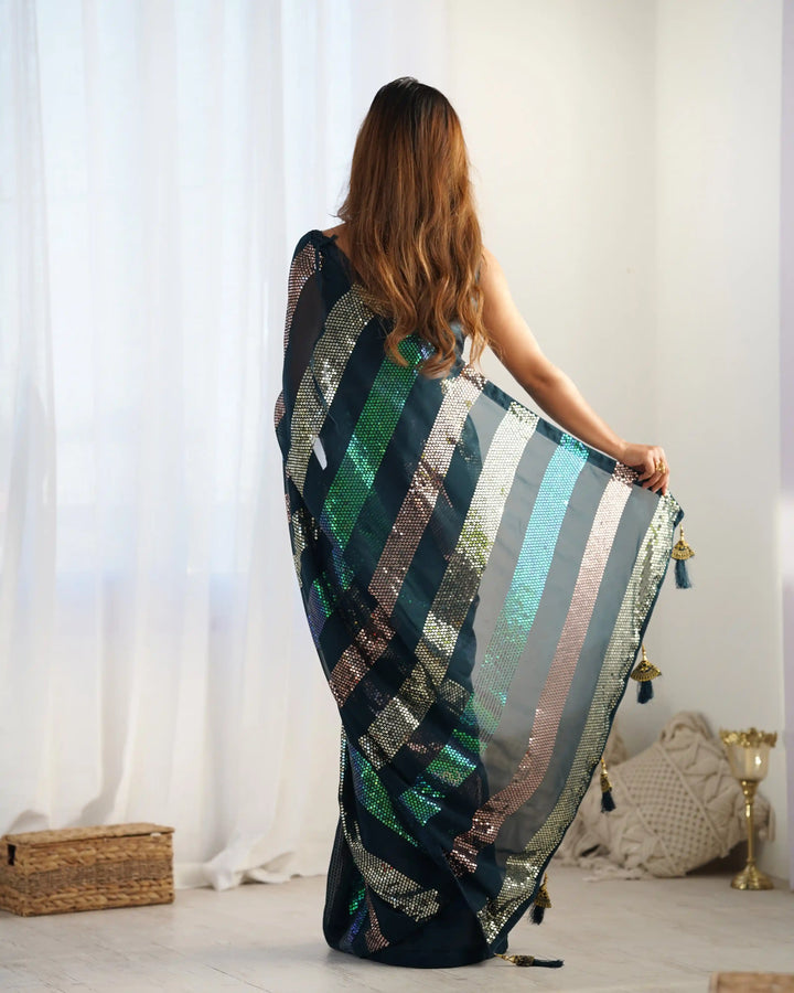 Bollywood Style Saree | Georgette with Designer Sequin Embroidery