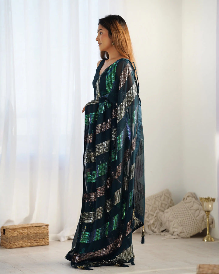 Bollywood Style Saree | Georgette with Designer Sequin Embroidery