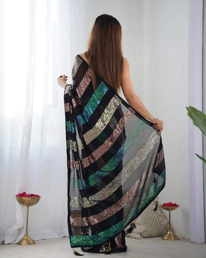 Bollywood Style Saree | Georgette with Designer Sequin Embroidery