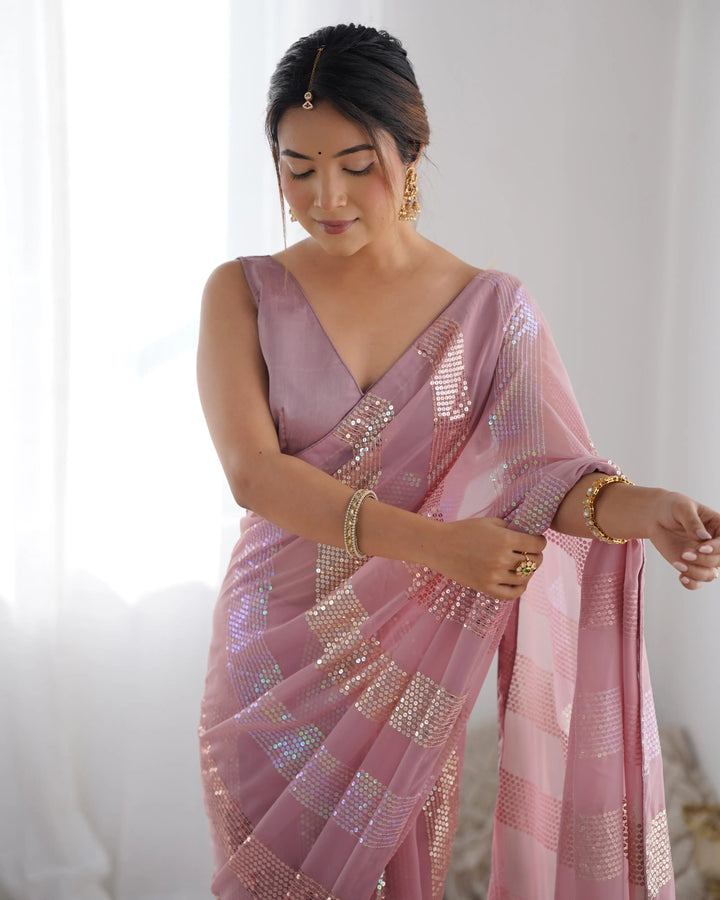 Bollywood Style Saree | Georgette with Designer Sequin Embroidery