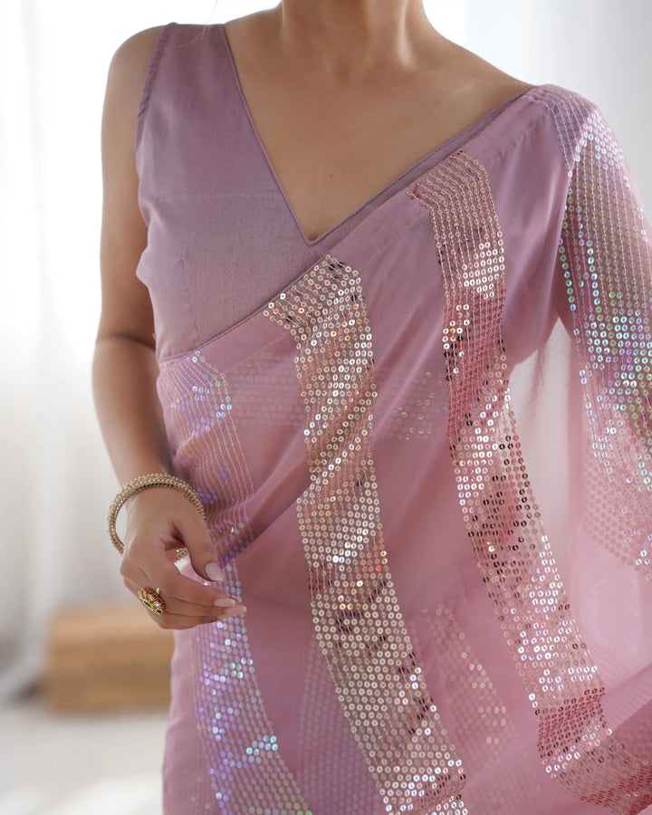 Bollywood Style Saree | Georgette with Designer Sequin Embroidery
