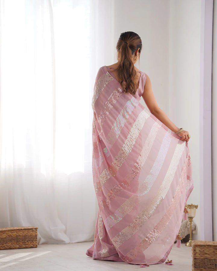 Bollywood Style Saree | Georgette with Designer Sequin Embroidery