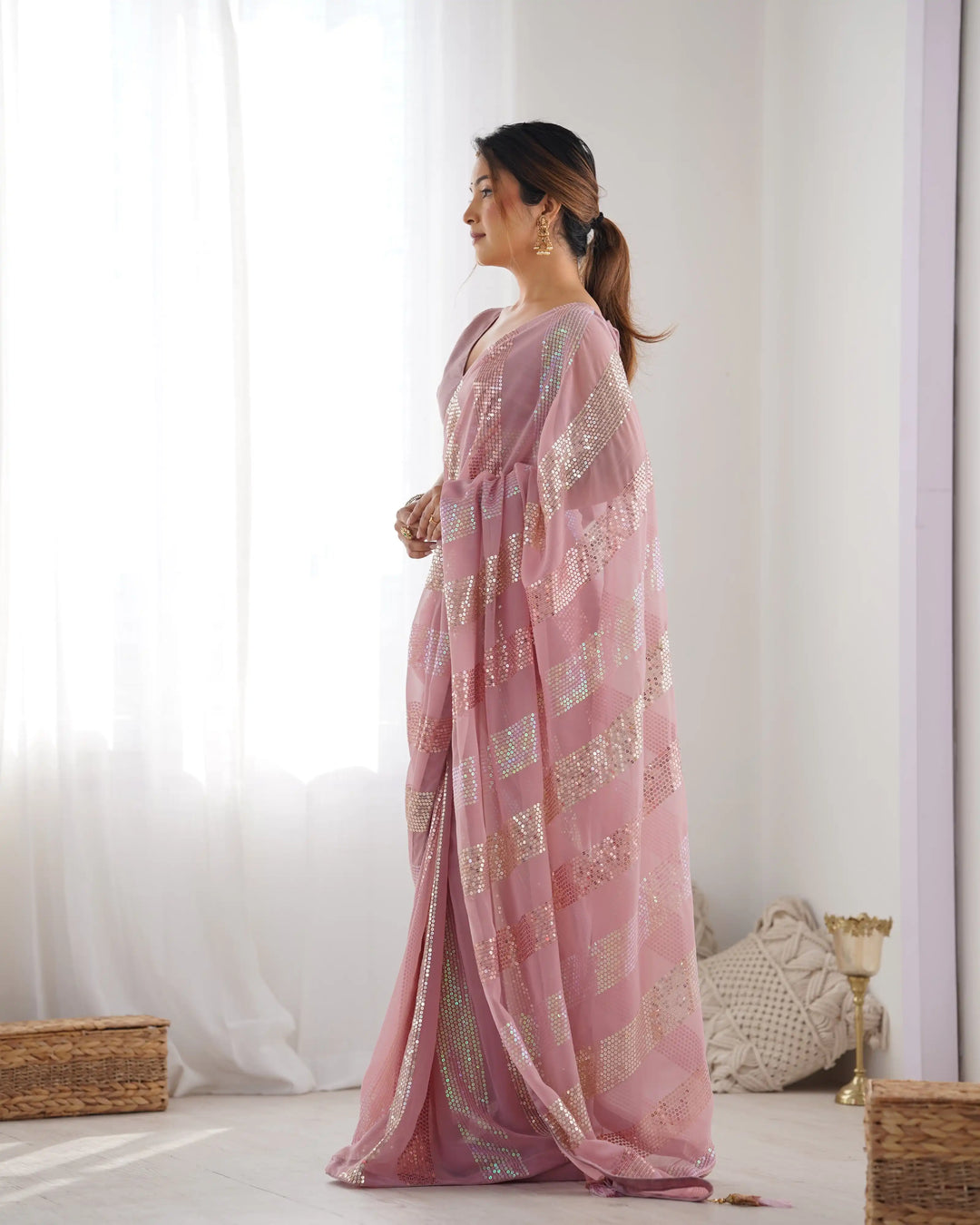 Bollywood Style Saree | Georgette with Designer Sequin Embroidery