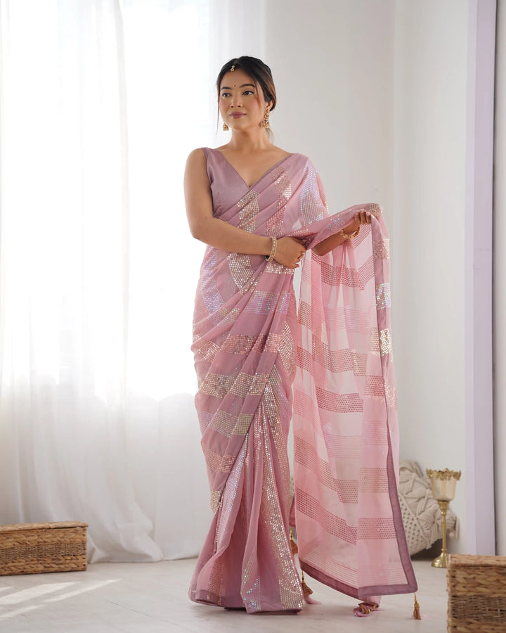 Bollywood Style Saree | Georgette with Designer Sequin Embroidery