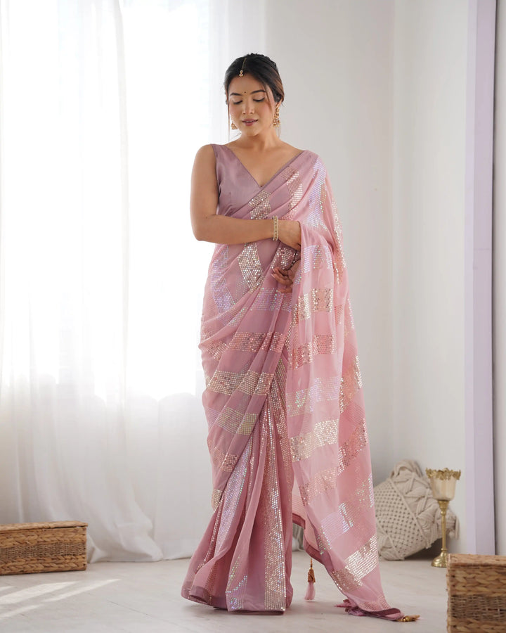 Bollywood Style Saree | Georgette with Designer Sequin Embroidery