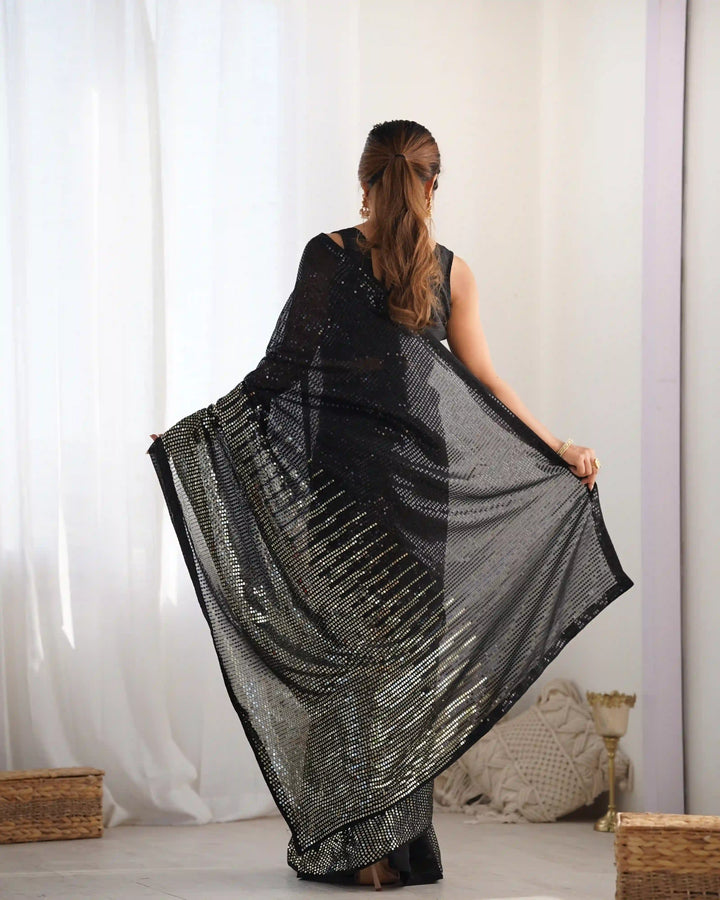 Glamorous Georgette Saree | Luxe Sequin Embroidery for Special Occasions