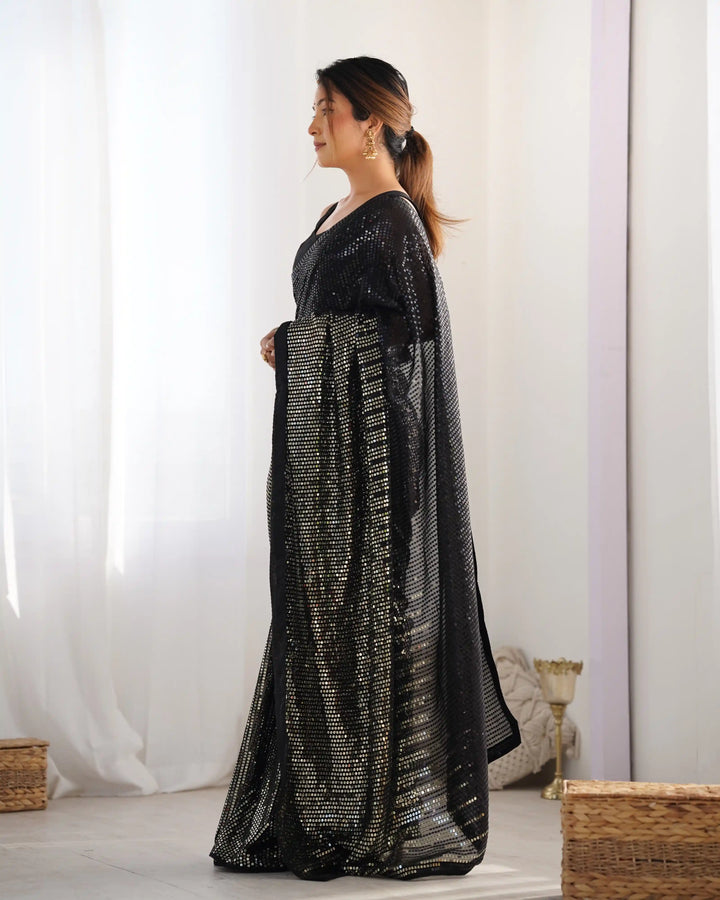 Glamorous Georgette Saree | Luxe Sequin Embroidery for Special Occasions