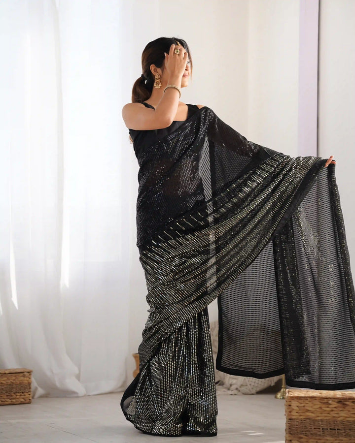Glamorous Georgette Saree | Luxe Sequin Embroidery for Special Occasions
