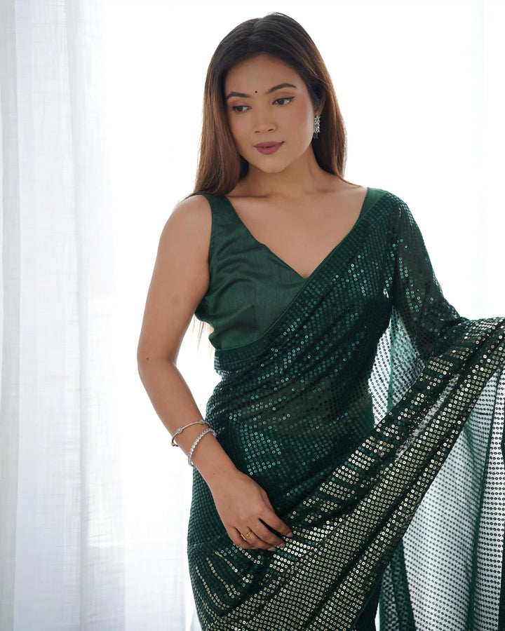 Glamorous Georgette Saree | Luxe Sequin Embroidery for Special Occasions