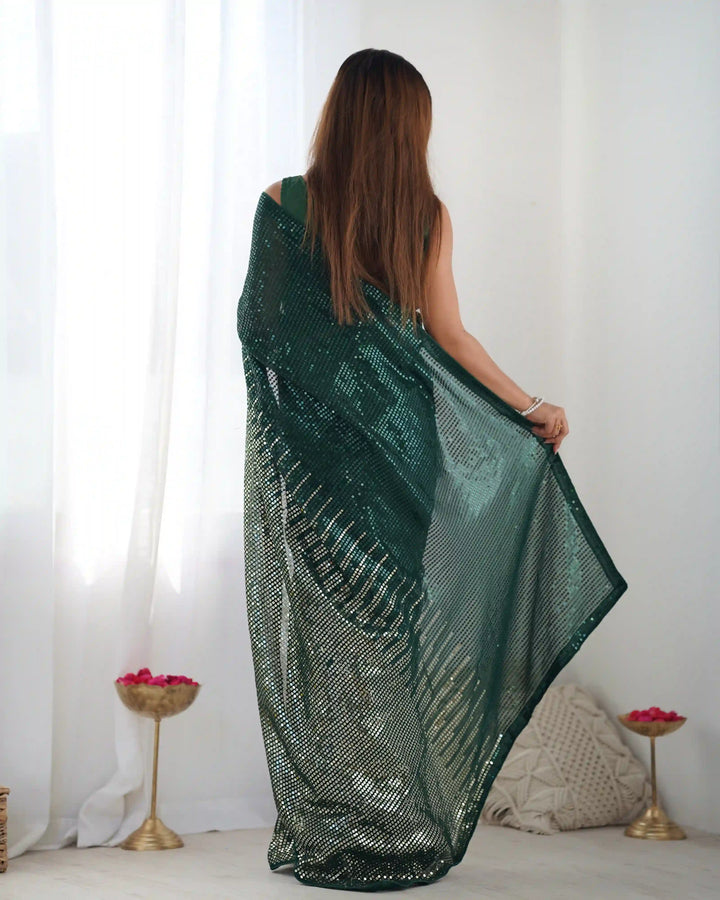 Glamorous Georgette Saree | Luxe Sequin Embroidery for Special Occasions