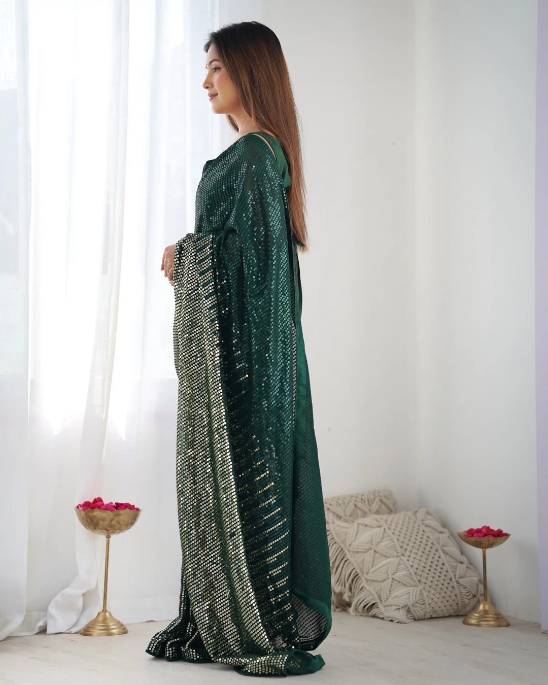 Glamorous Georgette Saree | Luxe Sequin Embroidery for Special Occasions